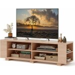Costway - meuble tv avec 6 compartiments, banc tv pour tv jusqu' 65 pouces, 4 trous de gestion des cbles, ...