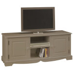 Meuble tv 60 pouces taupe style anglais 2 portes 6 niches 142. 4 x 55. 5 x 46 cm