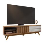 Beaux meubles pas chers - meuble tv 75 pouces chne et blanc 1 porte 2 tiroirs 3 niches l 200 h 55. 2 ...