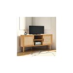 M&s - meuble tv d'angle 115x55x55 cm naturel avec cannage - aretha