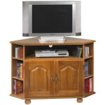 Meuble tv d'angle 42 pouces ch�ne 9 niches 2 portes l 114 h 77 p 77 cm