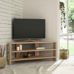 Meuble tv d'angle rangements ouverts - effet bois clair marfa Meuble tv d'angle rangements ouverts - effet bois clair marfa