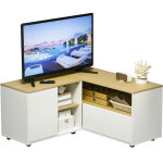 Meuble tv d'angle pour t�l�viseurs jusqu'� 40 pouces avec compartiments de rangement blancs et lumineux ...