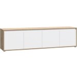Meuble tv aucune skelpe 188, 3 cm blanc mat et ch�ne - 4 portes