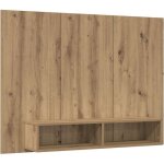 Meuble tv?banc tv?armoire tv mural ch�ne artisanal 120 x 23. 5 x 90 cm cfw829616