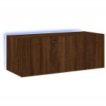 Meuble tv?banc tv?armoire tv mural avec lumi�res led ch�ne marron 80x35x31 cm cfw305745