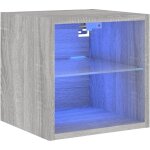 Meuble tv?banc tv?armoire tv mural avec lumires led sonoma gris 30x28, 5x30 cm cfw905512