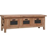 Meuble tv, banc tv, armoire de rangement avec 3 tiroirs 120x30x40 cm bois d'acajou massif fr585893 design ...