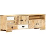 Design in - meuble tv, banc tv moderne, meuble de rangement 120x30x40 cm bois massif de manguier cfw597859 ...