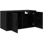 Meuble tv?banc tv moderne?meuble de rangement mural ch�ne noir 80 x 34, 5 x 40 cm bois d'ing�nierie cfw64682 ...