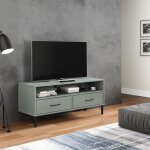 Meuble tv?banc tv moderne?meuble de rangement avec pieds en métal gris bois de pin massif oslo cfw775919 ... Meuble tv?banc tv moderne?meuble de rangement avec pieds en métal gris bois de pin massif oslo cfw775919 ...
