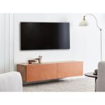 Meuble tv - banc tv mural rouge et marron 140 cm jusqu' 55 pouces tv 2 armoires de rangement meuble ...
