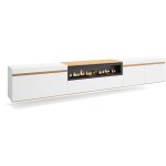 Skraut home - meuble tv, banc t�l�, grand espace de rangement, 288x35x45 cm, tv grand format, chemin�e ...