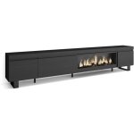 Skraut home - meuble tv, banc tl, grand espace de rangement, 288x57x35 cm, tv grand format, chemine ...