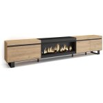 Skraut home - meuble tv, banc tl, grand espace de rangement, 288x57x35 cm, tv grand format, chemine ...