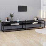 Maison chic - meuble tv - banc tv - meuble tl marbre noir 220x40x40, 5 cm verre tremp 154867