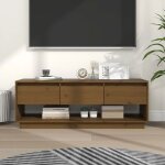 Maison chic - meuble tv - banc tv - meuble tl marron miel 110, 5x34x40 cm bois de pin massif 370006 ...