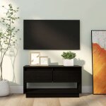 Meuble tv - banc tv - meuble tl noir 74x34x40 cm bois de pin massif 996064
