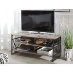 Meuble tv - banc tv - meuble tl au style industriel en imitation bois fonc et mtal noir 56 cm de ...