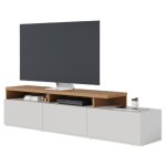 Beaux meubles pas chers - meuble tv bar 70 pouces ch�ne et blanc 3 portes 6 niches l 210 h 50. 6 p 45. ...