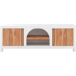 Rendez - vous d�co - meuble tv en b�ton blanc cass� et bois d'acacia 145 cm - fira