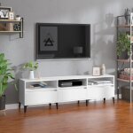 The living store - meuble tv blanc 150x30x44, 5 cm bois d'ingnierie - meubles tv - meuble tv - support ...
