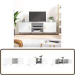 Meuble tv blanc 150x30x50 cm bois d'ingnierie - meuble tv - meuble multimedia - rangement tv - console ...