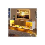 Meuble tv blanc  3 niveaux pour tlviseurs jusqu' 70 pouces, support tv avec plateau en verre et 2 ...