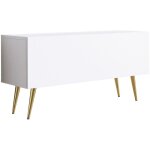 Meuble tv, blanc mat, pieds dor�es, 100 � 52 � 32 cm
