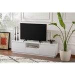 Meuble tv blanc naturel �l�gant 160x42x29. 5 cm - design moderne avec grande capacit� de rangement