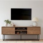 Concept - usine - haye - meuble tv couleur noyer et noir avec rangements