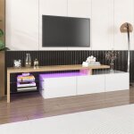Fortuna lai - meuble tv brillant 197. 5 l x 39 b x 42h(cm), style moderne, espace de rangement pratique, ...