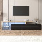 Meuble tv brillant 197. 5 l x 39 b x 42h(cm), stylee moderne, espace de rangement pratique, aspect bois, ...