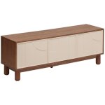Meuble tv buffet bas 2 portes et 1 tiroir coloris marron / beige - longueur 140 x profondeur 40 x hauteur ...