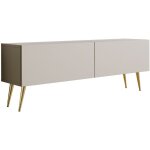 Meuble tv : cachemire, pieds dor�es, 140 � 52 � 32 cm