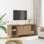 Meuble tv ch�ne artisanal 130x35x50 cm bois d'ing�nierie, brun, 856789