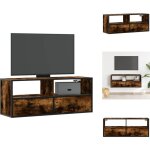 Meuble tv chne fum 100x31x39, 5 cm bois d'ingnierie et mtal - meuble tv - meubles tv - support tv ...