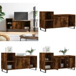 Meuble tv ch�ne fum� 100x35x55 cm bois d'ing�nierie - meuble tv - meuble t�l�viseur - support tv - unit� ...
