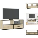 Meuble tv chne sonoma 100x31x39, 5cm bois d'ingnierie et mtal - meuble tv - meubles tv - support tv ...