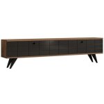 Meuble tv contemporain 2 portes sassox l160cm bois fonc� et anthracite