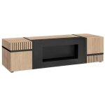 Meuble tv criss avec chemine bio - thanol ? 2 portes ? l150 cm ? chne clair et noir