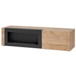 Meuble tv doum ? chêne clair et noir ? avec cheminée bio - éthanol ? l160 x h42 x p45 cm Meuble tv doum ? chêne clair et noir ? avec cheminée bio - éthanol ? l160 x h42 x p45 cm