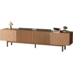 Meuble tv pour �cran 75 , rangement noyer, pour salon 220 cm