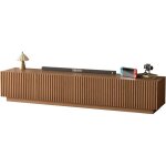 Meuble tv pour �cran 75 , rangement noyer, sur pieds, 220 cm