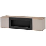 Meuble tv erina avec chemine bio - thanol intgre ? chne clair et beige ? 160 cm