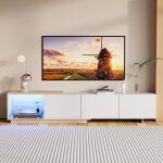 Meuble tv extensible 240 cm, avec led sensor, design lger luxe, meuble bas pour salon, chambre ou bureau, ...