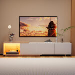 Meuble tv extensible / r�tractable, 163 - 240x38x44 cm, mdf, meuble t�l� design avec �clairage led, meuble ...