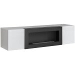 Meuble tv fly avec cheminée bio - éthanol intégrée ? noir et blanc ? design moderne Meuble tv fly avec cheminée bio - éthanol intégrée ? noir et blanc ? design moderne