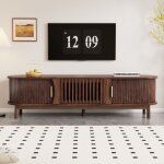 Hauss spole ? meuble tv marron en mdf 165x39, 5x46cm ? 2 portes coulissantes ? design r�tro pour salon ...