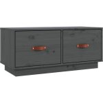 Jinlefu - meuble tv gris 80x34x35 cm bois de pin massif